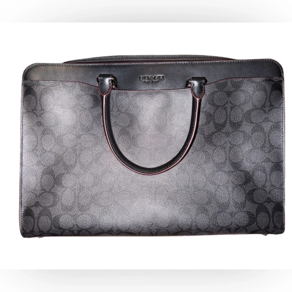 💼 COACH Unisex Structured Brief Signature Logo Calf Leather Bag - Picture 3 of 16